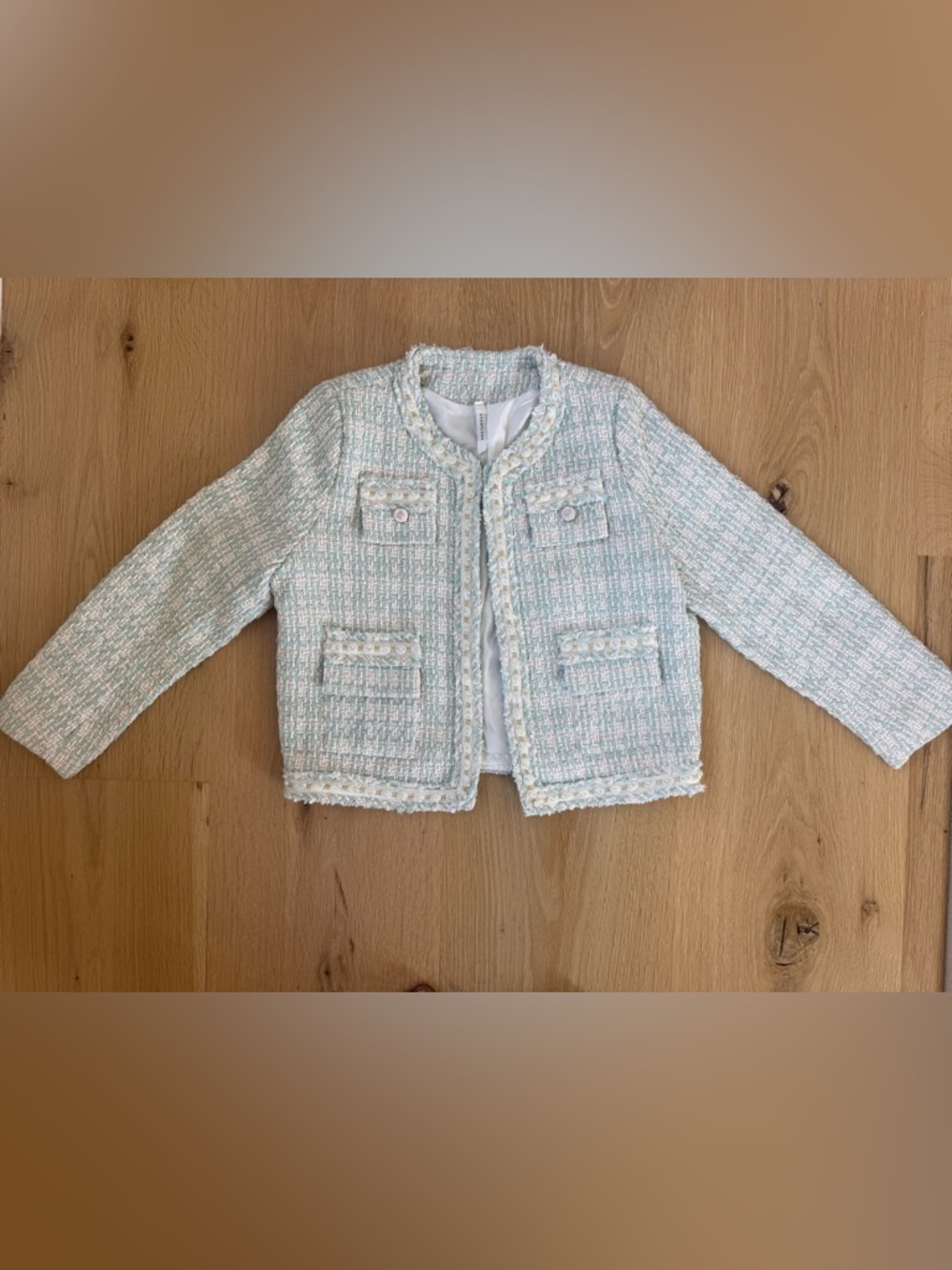 Pastel Tweed Jacket - Mint & Cream